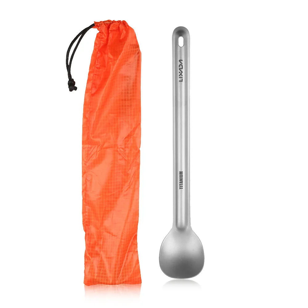 Lixada 15g Titanium Long Handl - Outdoor Camping Dining Set ulasan dan harga