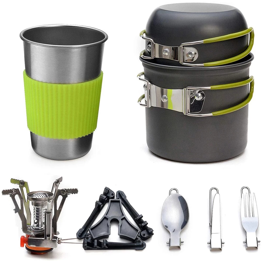 Camping Cookware Kit with Stov - Outdoor Camping Dining Set ulasan dan harga