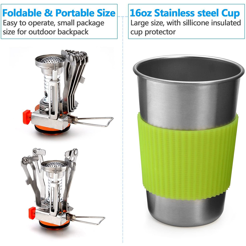 Camping Cookware Kit with Stov - Outdoor Camping Dining Set ulasan dan harga